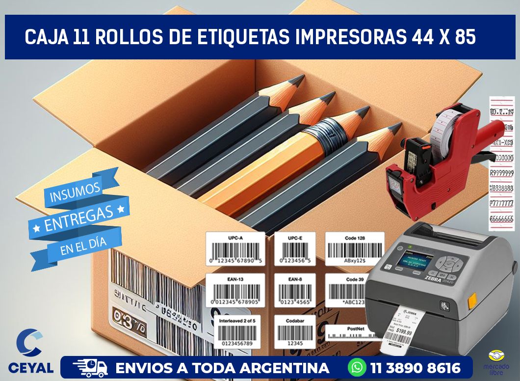 CAJA 11 ROLLOS DE ETIQUETAS IMPRESORAS 44 x 85