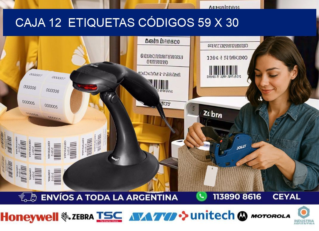 CAJA 12  ETIQUETAS CÓDIGOS 59 x 30