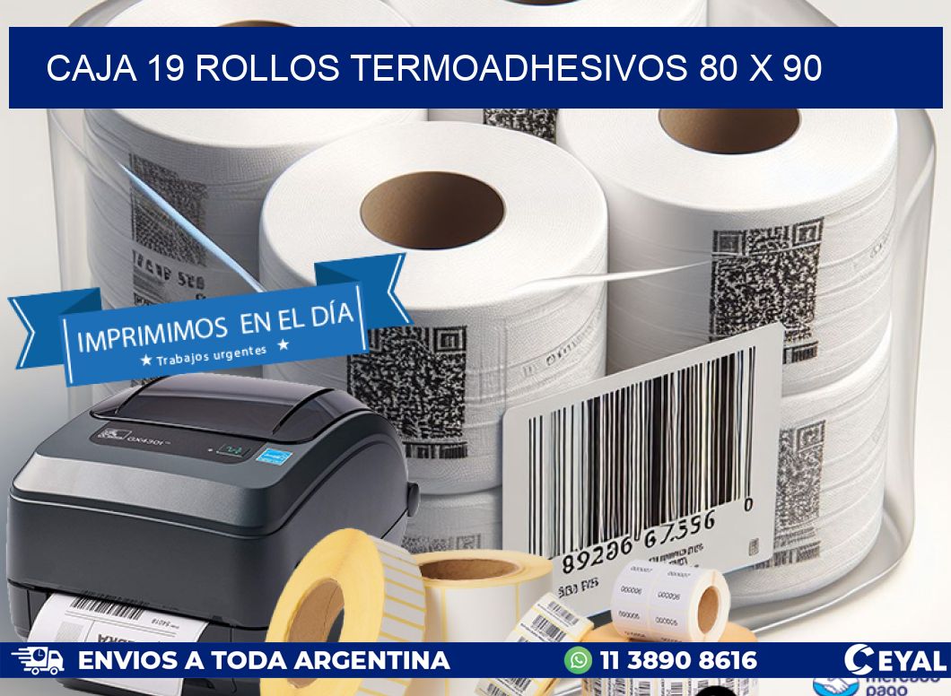 CAJA 19 ROLLOS TERMOADHESIVOS 80 x 90