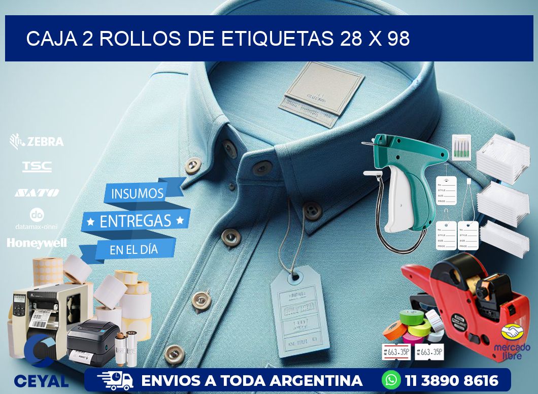 CAJA 2 ROLLOS DE ETIQUETAS 28 x 98