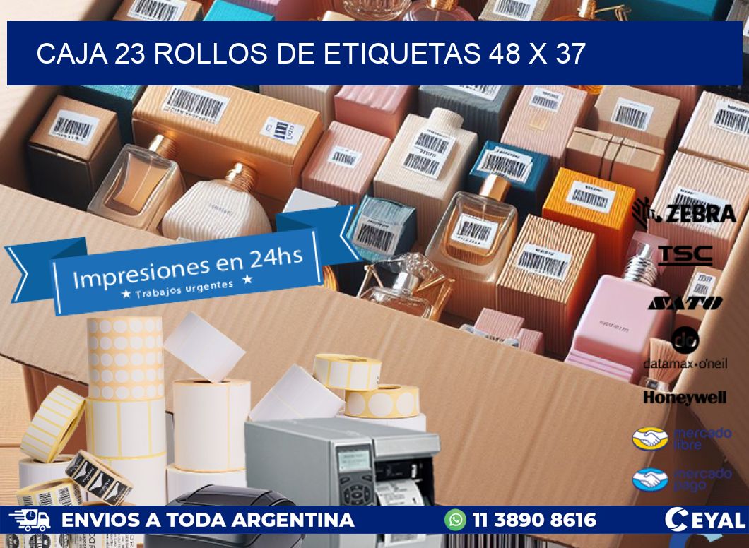 CAJA 23 ROLLOS DE ETIQUETAS 48 x 37
