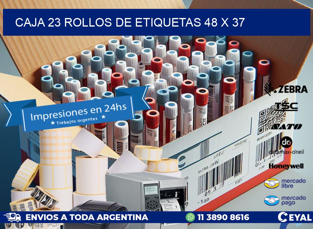 CAJA 23 ROLLOS DE ETIQUETAS 48 x 37