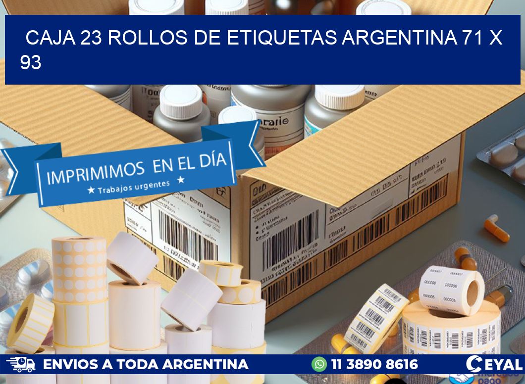 CAJA 23 ROLLOS DE ETIQUETAS ARGENTINA 71 x 93