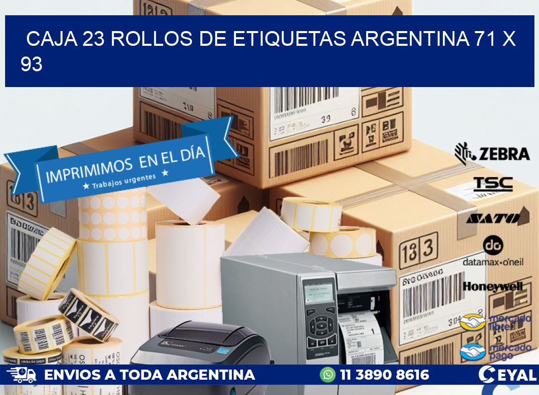 CAJA 23 ROLLOS DE ETIQUETAS ARGENTINA 71 x 93