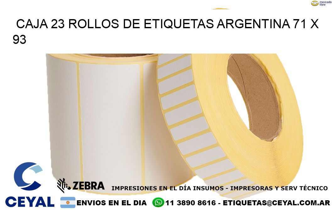 CAJA 23 ROLLOS DE ETIQUETAS ARGENTINA 71 x 93