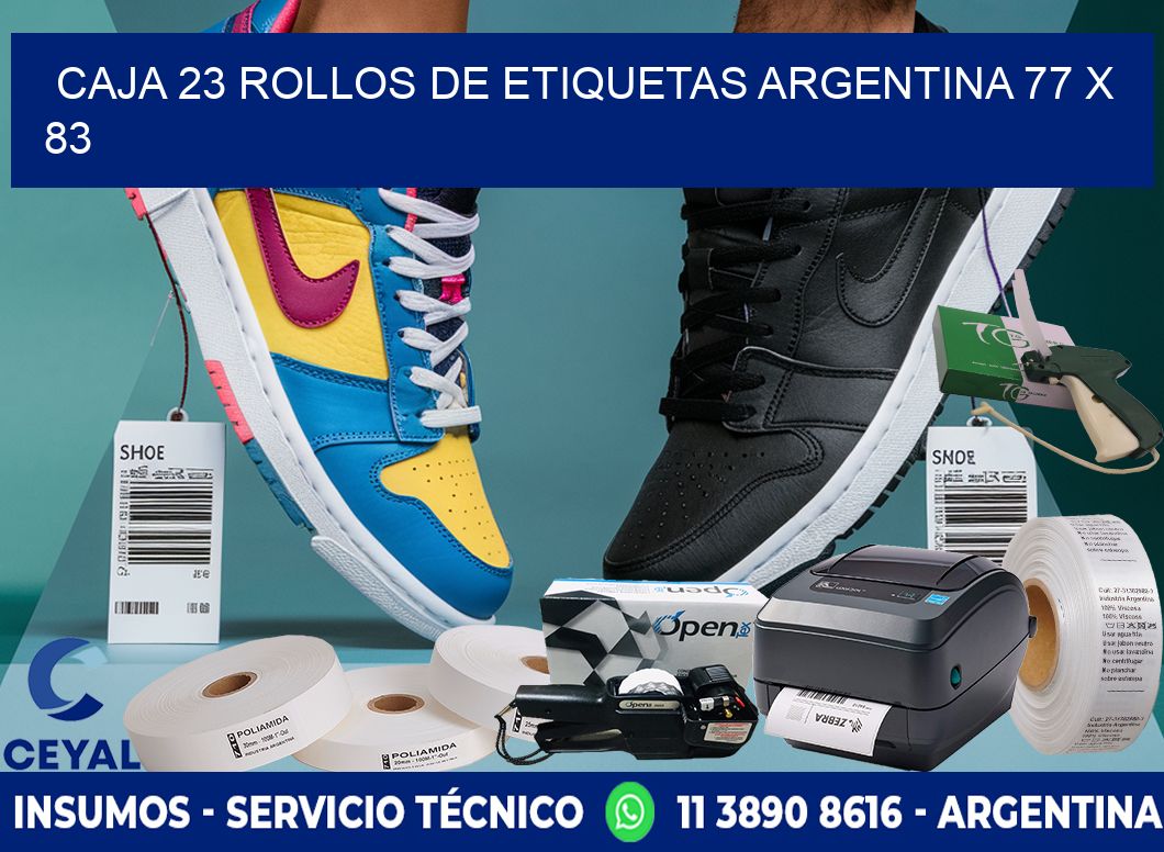 CAJA 23 ROLLOS DE ETIQUETAS ARGENTINA 77 x 83