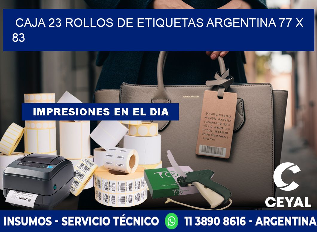 CAJA 23 ROLLOS DE ETIQUETAS ARGENTINA 77 x 83