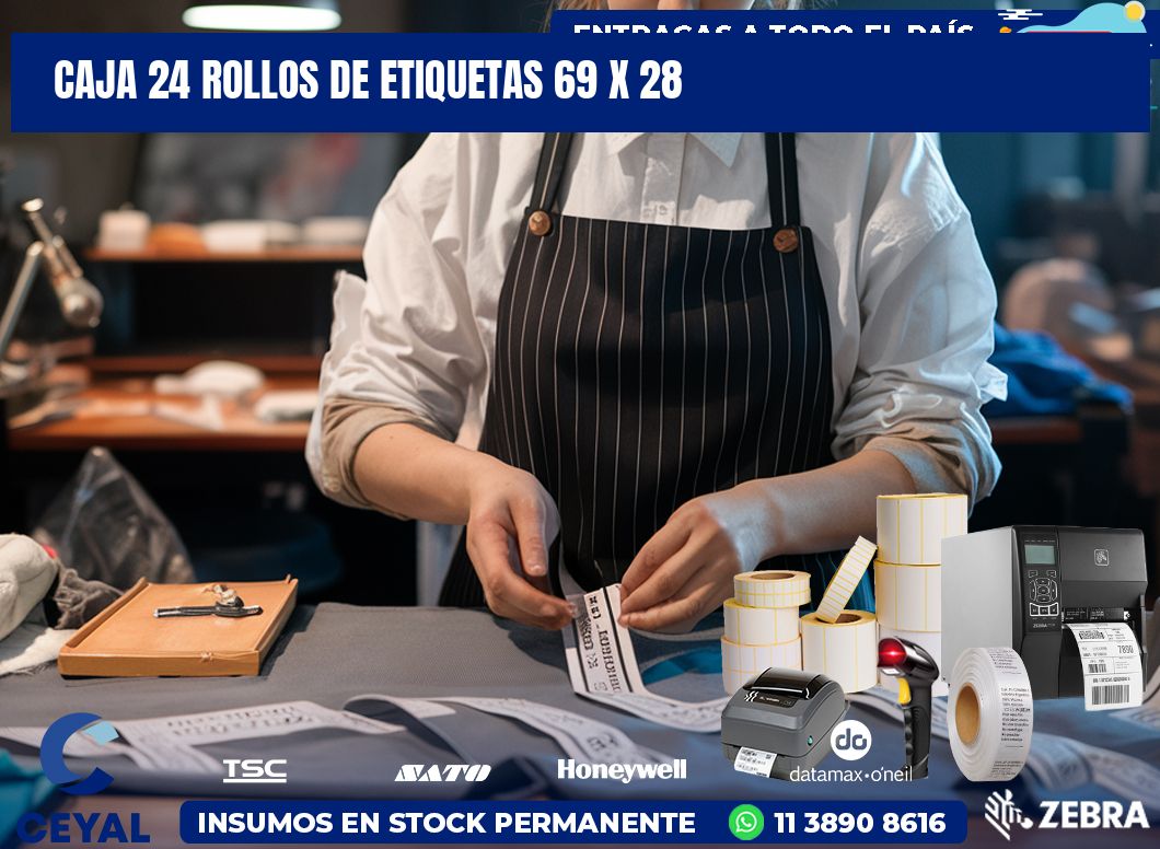 CAJA 24 ROLLOS DE ETIQUETAS 69 x 28
