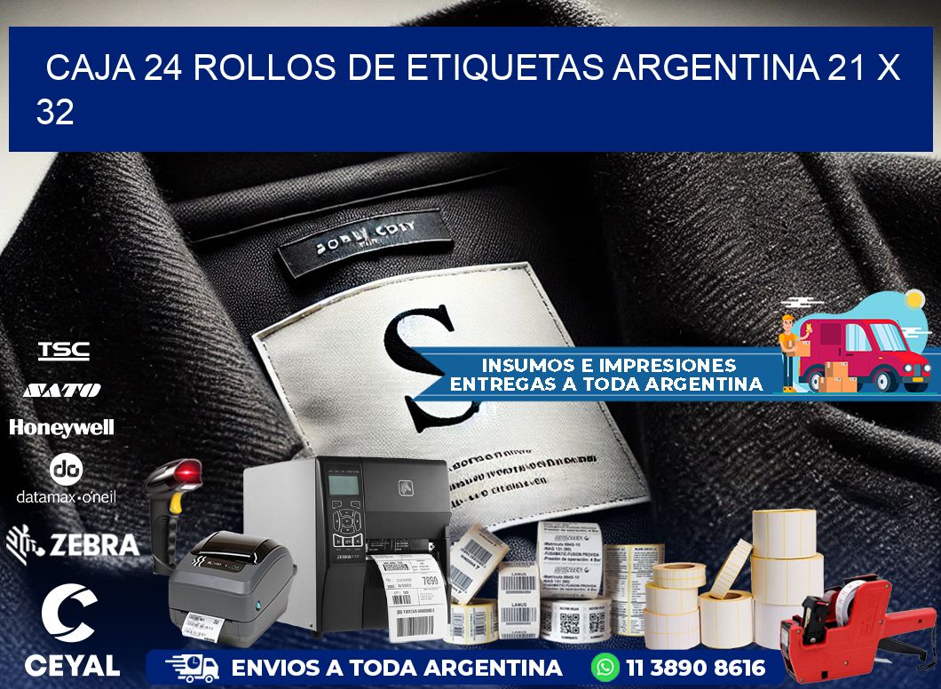 CAJA 24 ROLLOS DE ETIQUETAS ARGENTINA 21 x 32