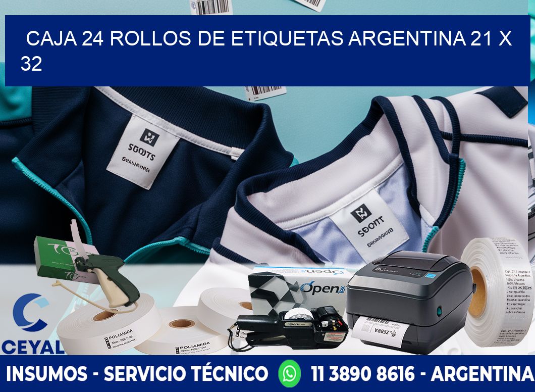 CAJA 24 ROLLOS DE ETIQUETAS ARGENTINA 21 x 32
