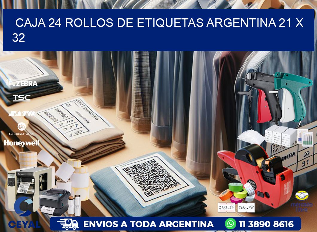 CAJA 24 ROLLOS DE ETIQUETAS ARGENTINA 21 x 32