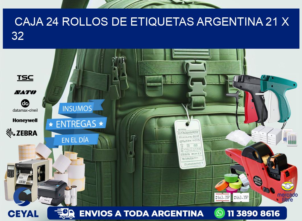 CAJA 24 ROLLOS DE ETIQUETAS ARGENTINA 21 x 32