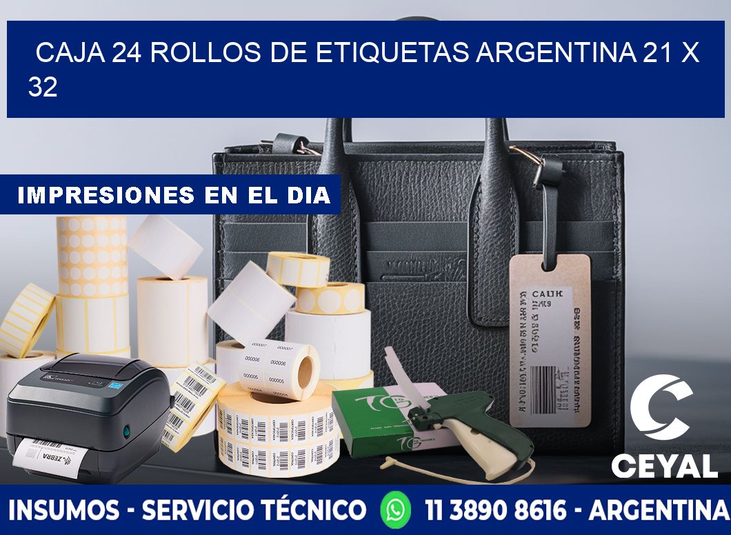 CAJA 24 ROLLOS DE ETIQUETAS ARGENTINA 21 x 32