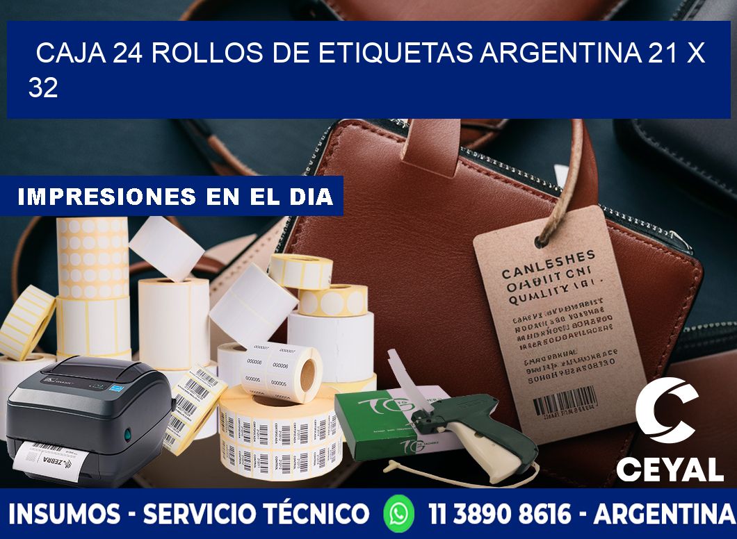 CAJA 24 ROLLOS DE ETIQUETAS ARGENTINA 21 x 32