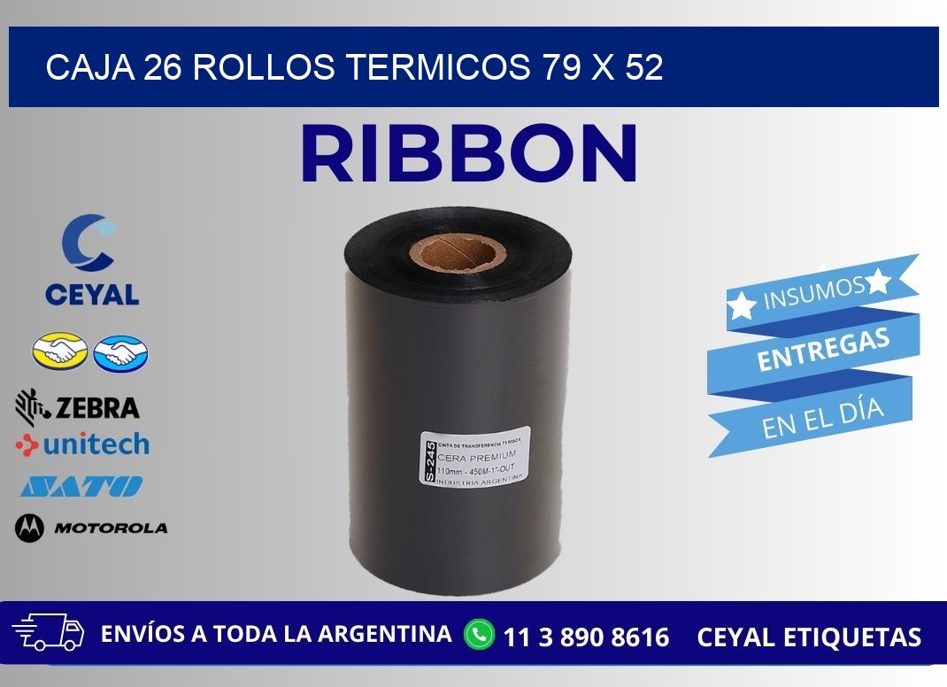 CAJA 26 ROLLOS TERMICOS 79 x 52