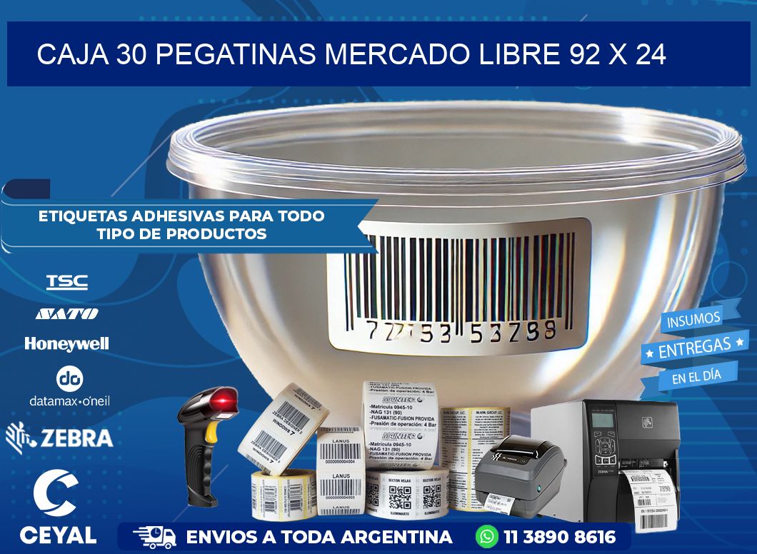 CAJA 30 PEGATINAS MERCADO LIBRE 92 x 24