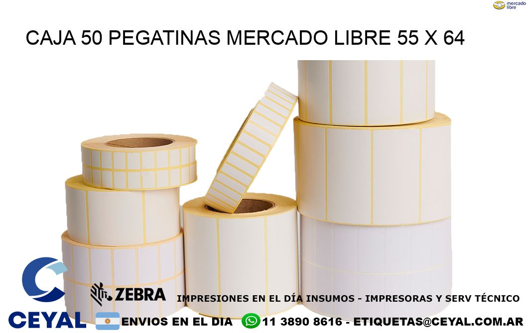 CAJA 50 PEGATINAS MERCADO LIBRE 55 x 64