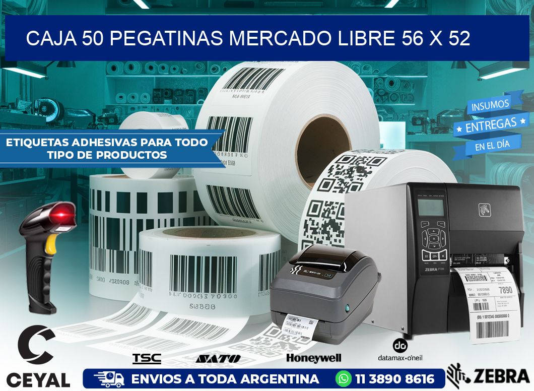 CAJA 50 PEGATINAS MERCADO LIBRE 56 x 52