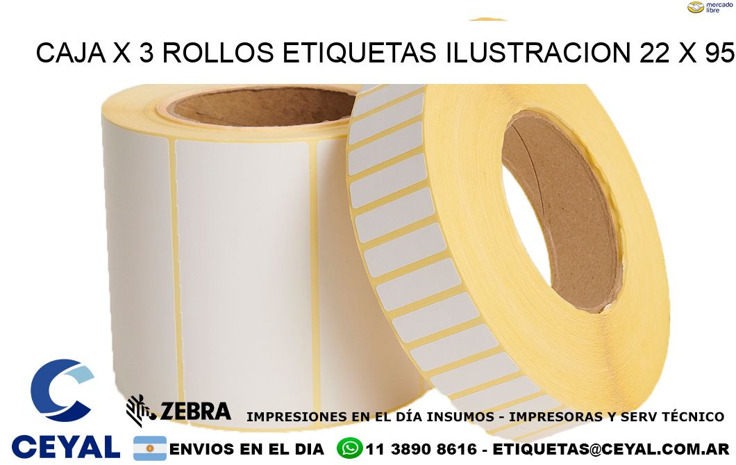 Caja X 3 Rollos Etiquetas Ilustracion 22 x 95