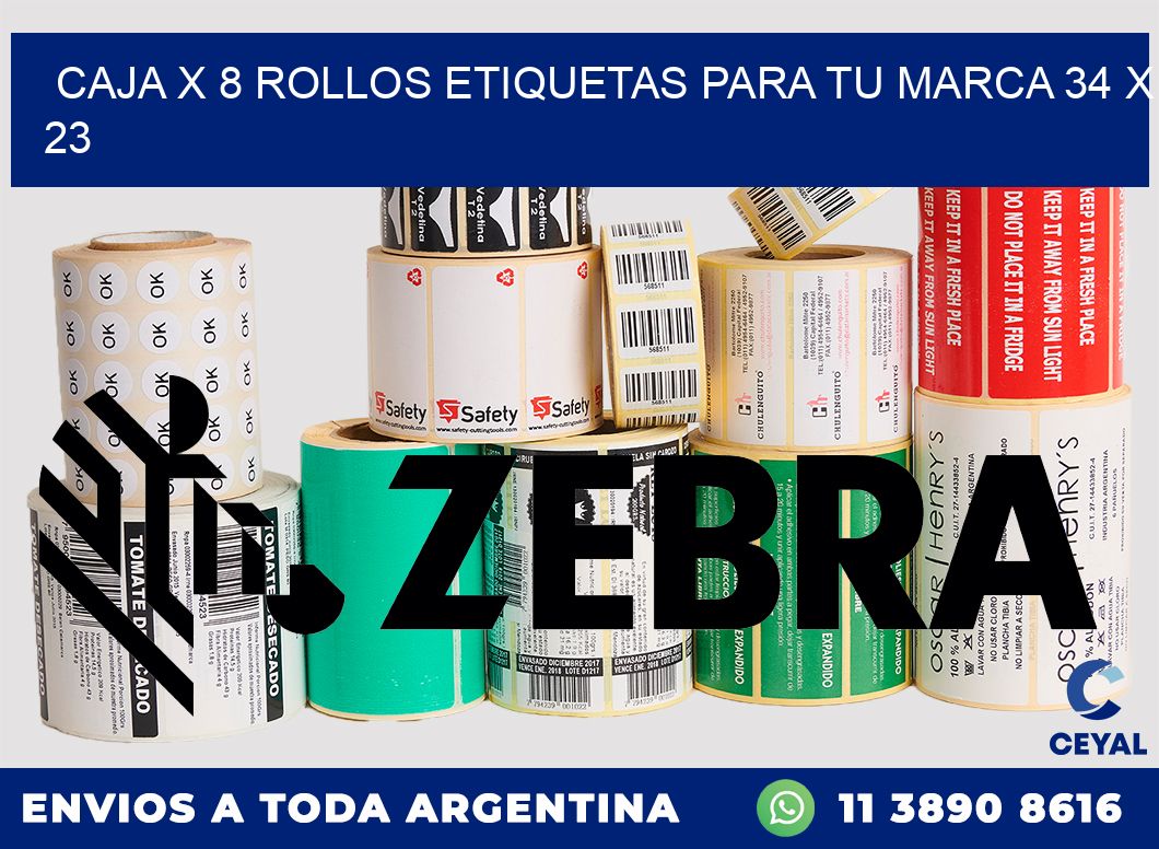 Caja X 8 Rollos Etiquetas para tu marca 34 x 23