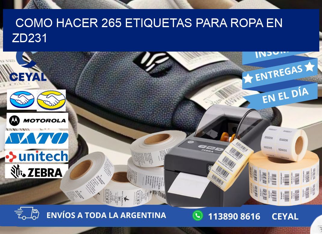 Como hacer 265 etiquetas para ropa en zd231