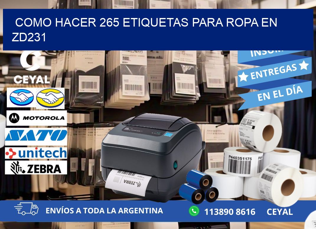 Como hacer 265 etiquetas para ropa en zd231