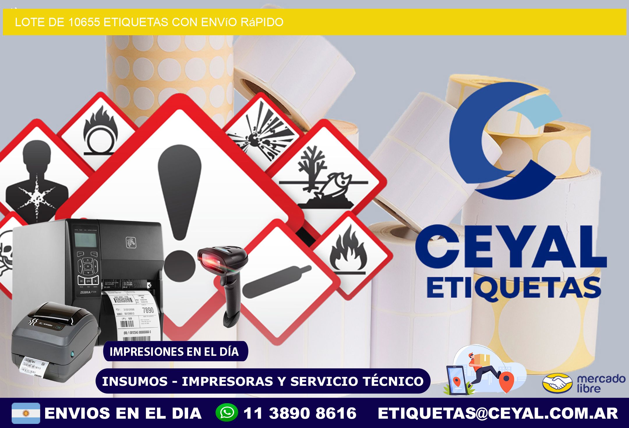 Lote de 10655 etiquetas con envío rápido