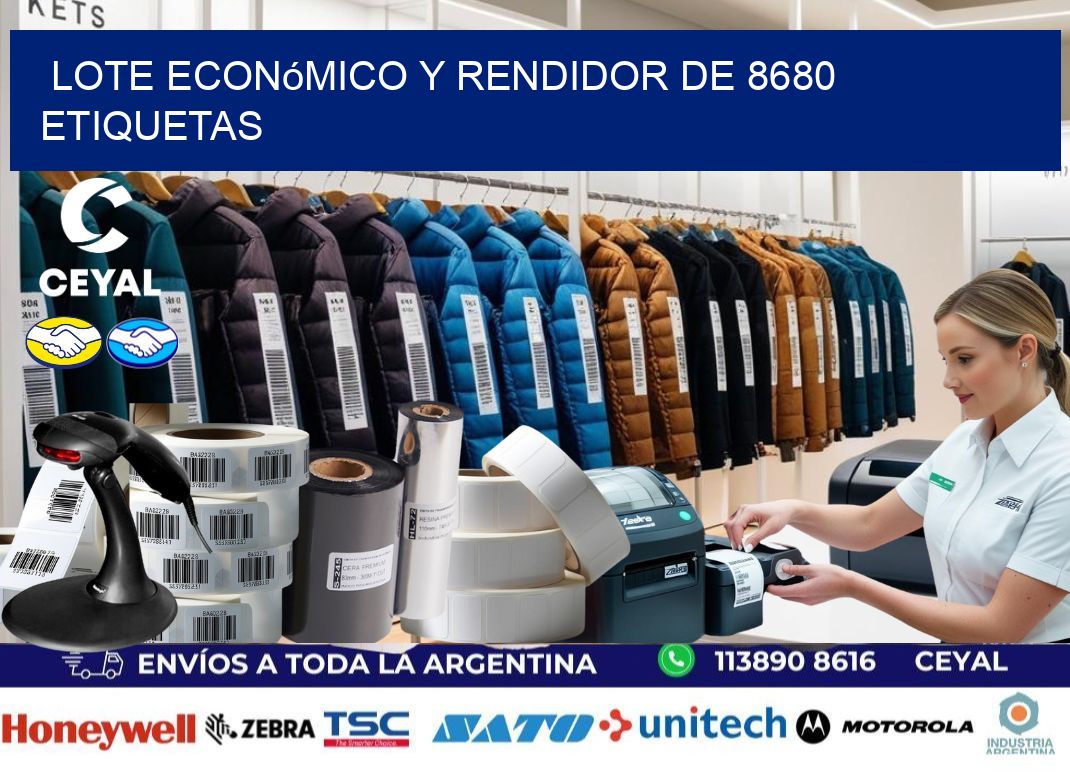 Lote económico y rendidor de 8680 etiquetas