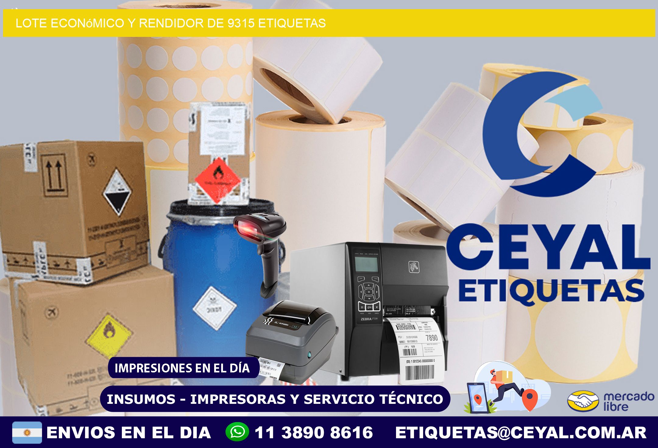 Lote económico y rendidor de 9315 etiquetas