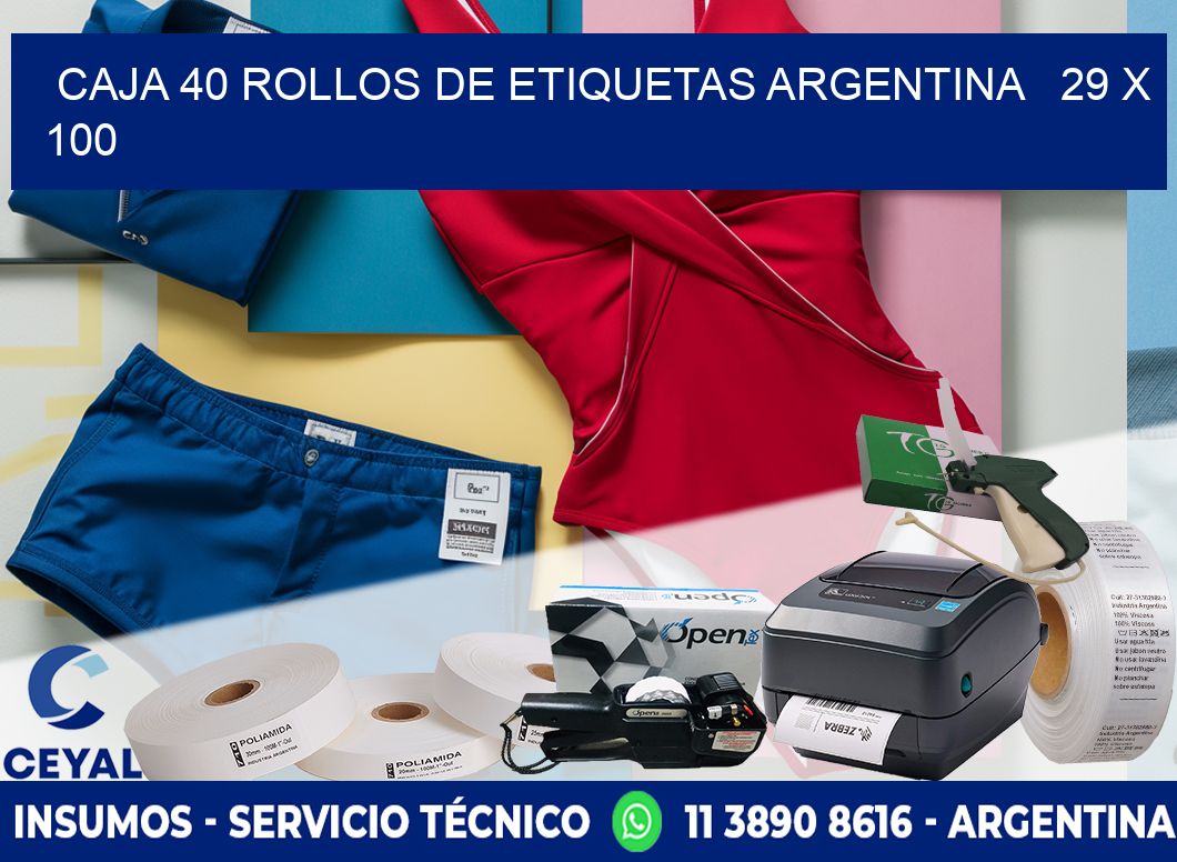 CAJA 40 ROLLOS DE ETIQUETAS ARGENTINA   29 x 100