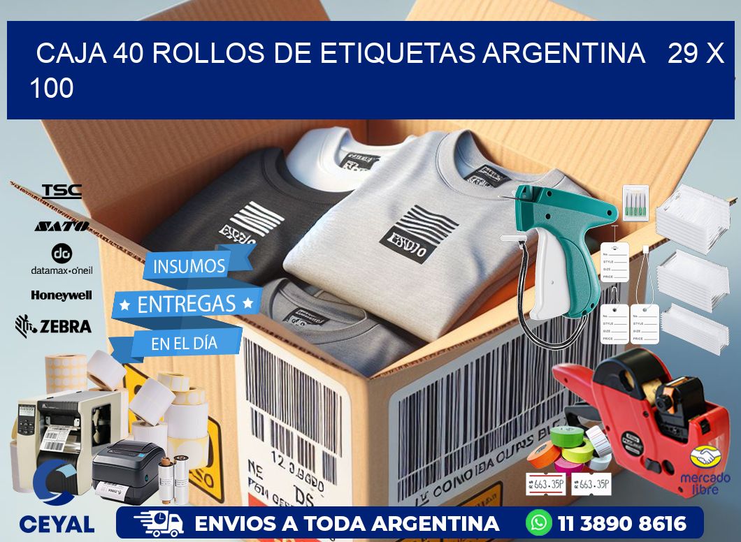 CAJA 40 ROLLOS DE ETIQUETAS ARGENTINA   29 x 100