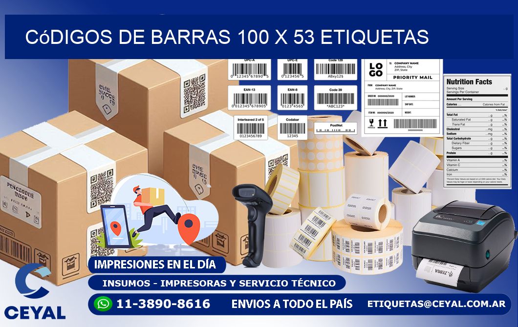 Códigos de Barras 100 x 53 etiquetas