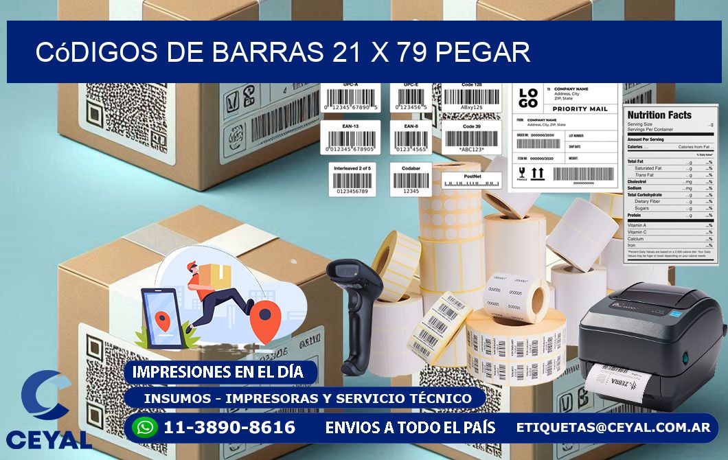 Códigos de Barras 21 x 79 pegar