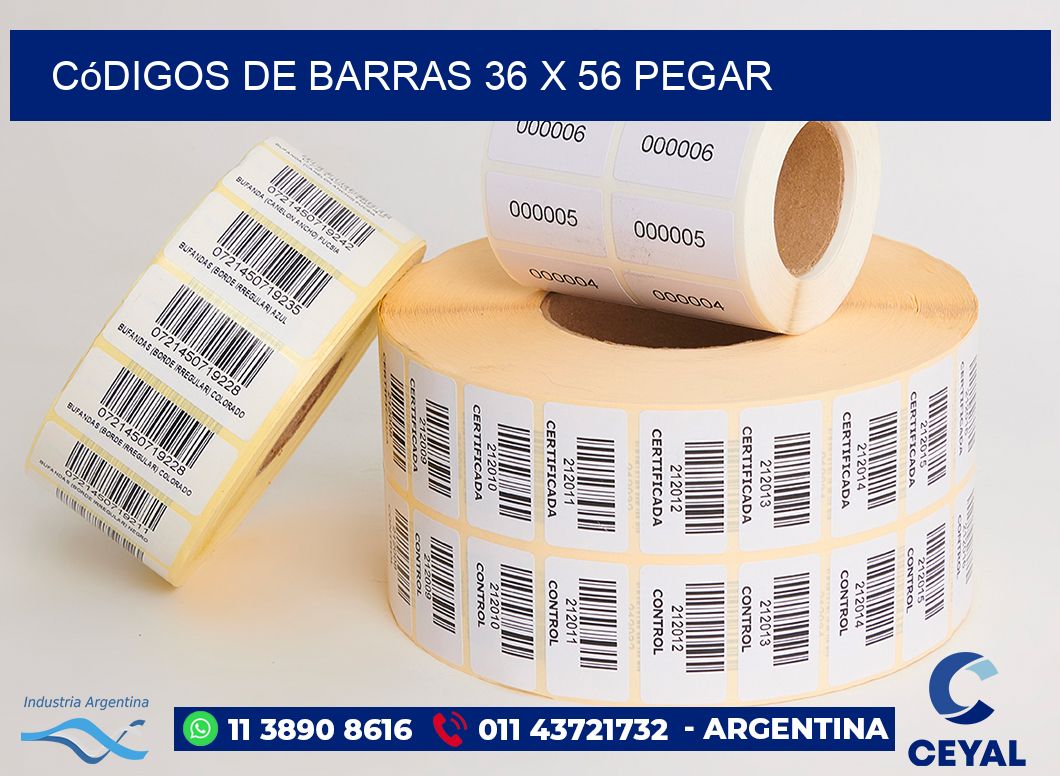Códigos de Barras 36 x 56 pegar