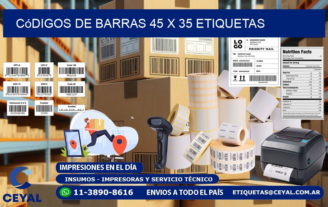 Códigos de Barras 45 x 35 etiquetas