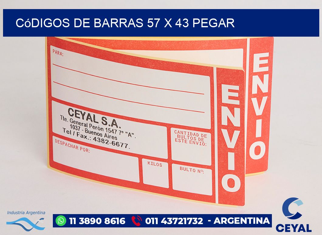 Códigos de Barras 57 x 43 pegar