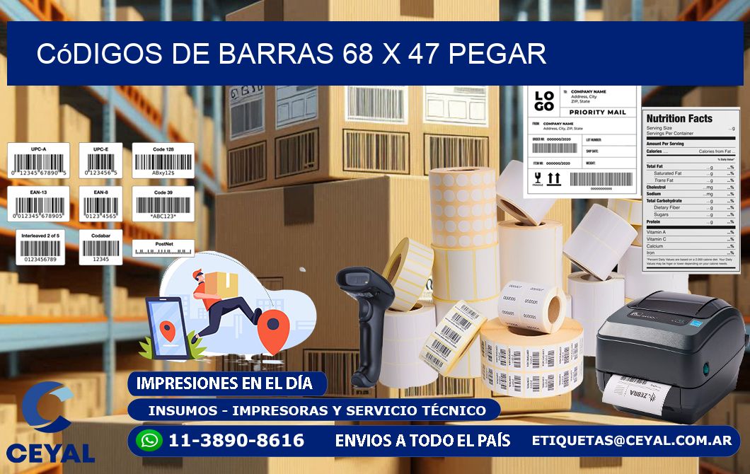 Códigos de Barras 68 x 47 pegar
