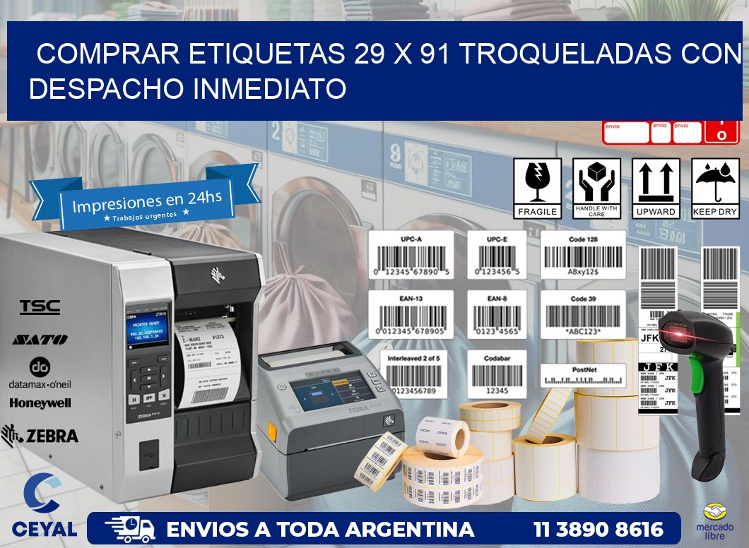 Comprar etiquetas 29 x 91 troqueladas con despacho inmediato