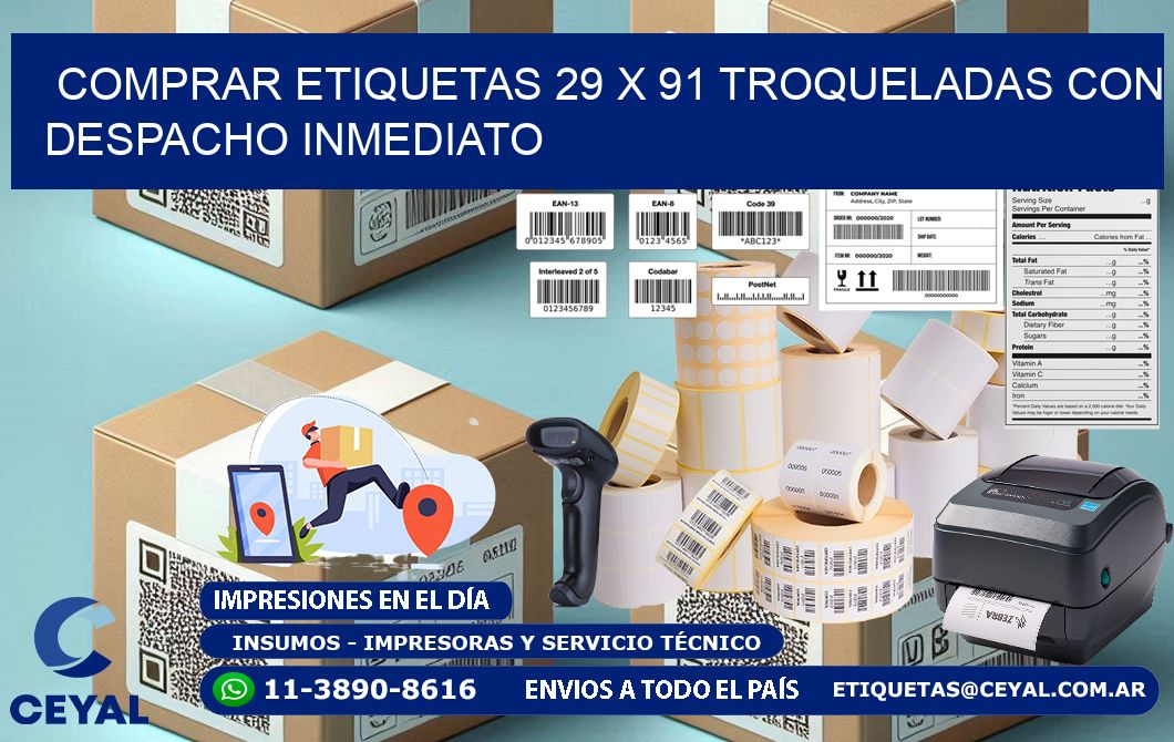 Comprar etiquetas 29 x 91 troqueladas con despacho inmediato
