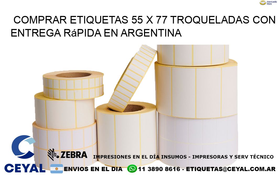 Comprar etiquetas 55 x 77 troqueladas con entrega rápida en Argentina