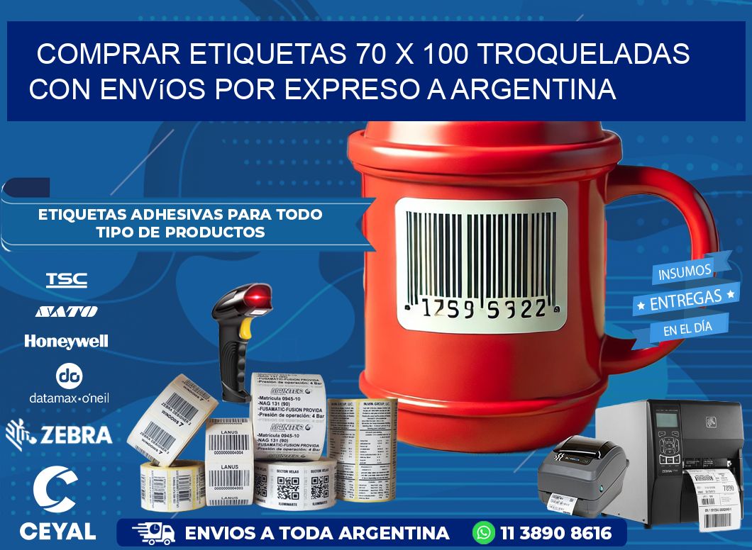 Comprar etiquetas 70 x 100 troqueladas con envíos por expreso a Argentina