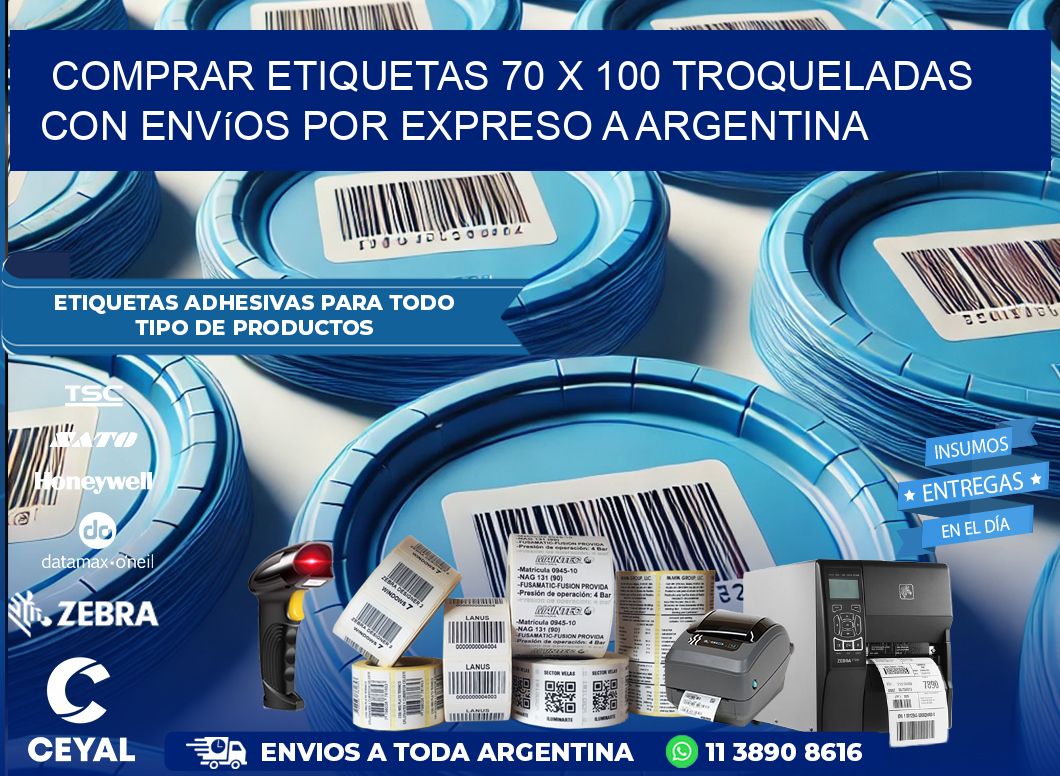 Comprar etiquetas 70 x 100 troqueladas con envíos por expreso a Argentina