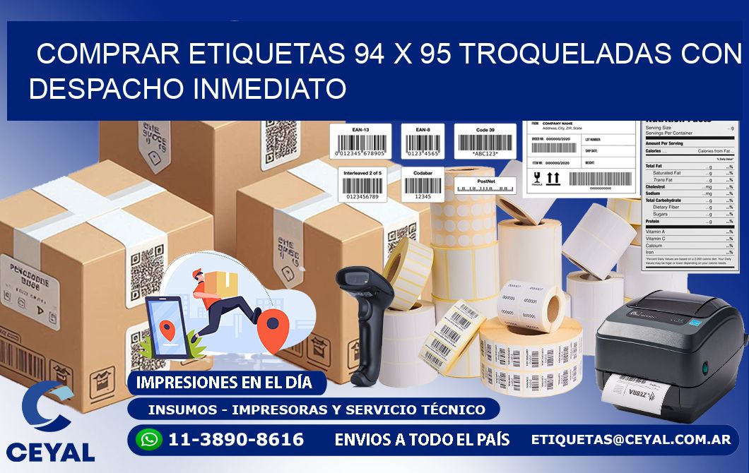 Comprar etiquetas 94 x 95 troqueladas con despacho inmediato