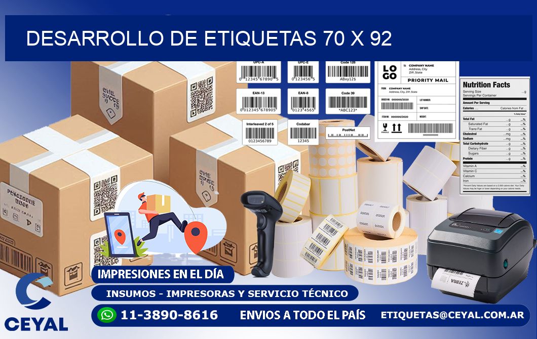Desarrollo de etiquetas 70 x 92