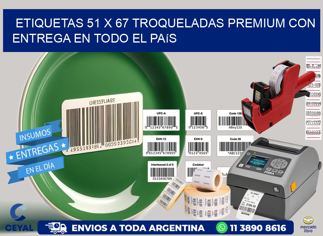 Etiquetas 51 x 67 troqueladas premium con entrega en todo el país