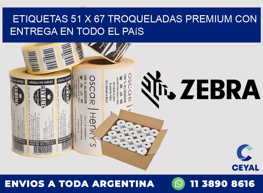 Etiquetas 51 x 67 troqueladas premium con entrega en todo el país