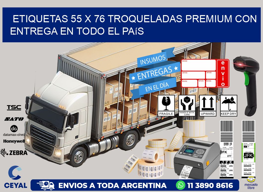 Etiquetas 55 x 76 troqueladas premium con entrega en todo el país