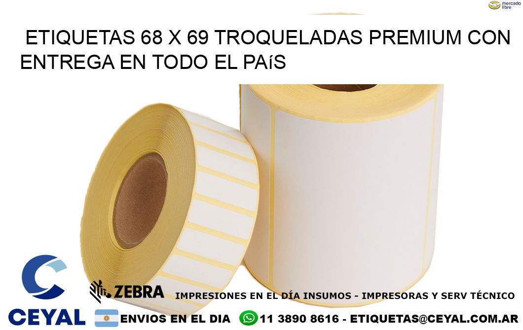 Etiquetas 68 x 69 troqueladas premium con entrega en todo el país