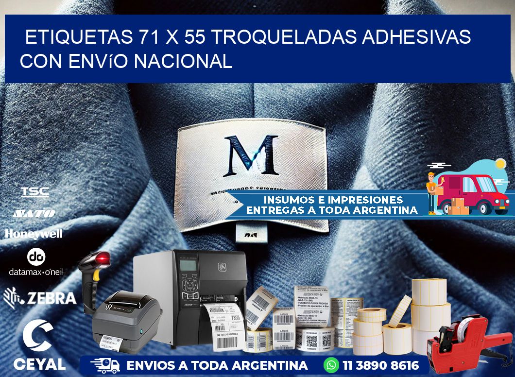 Etiquetas 71 x 55 troqueladas adhesivas con envío nacional