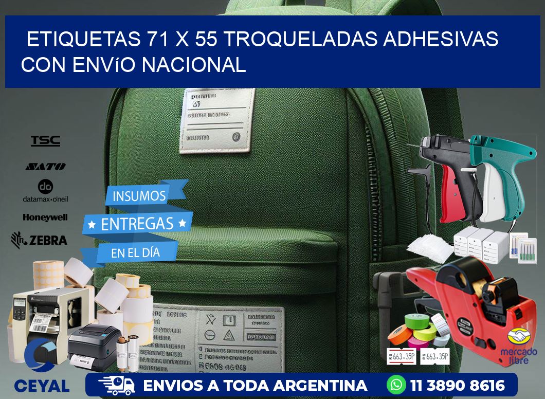 Etiquetas 71 x 55 troqueladas adhesivas con envío nacional